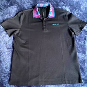 Versace Embroidered Logo Polo Shirt